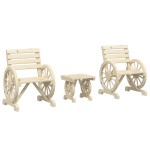 vidaXL Set mobilier de grădină, 3 piese, lemn masiv de brad vidaXL Set mobilier de grădină, 3 piese, lemn masiv de brad
