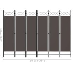 vidaXL Paravan de cameră cu 6 panouri, antracit, 240 x 180 cm