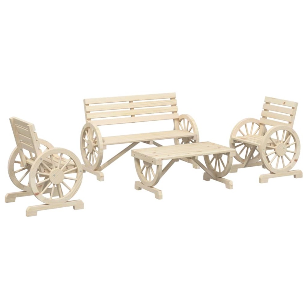 vidaXL Set mobilier de grădină, 4 piese, lemn masiv de brad