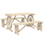 vidaXL Set mobilier de grădină, 3 piese, lemn masiv de brad vidaXL Set mobilier de grădină, 3 piese, lemn masiv de brad