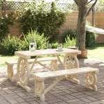 vidaXL Set mobilier de grădină, 3 piese, lemn masiv de brad vidaXL Set mobilier de grădină, 3 piese, lemn masiv de brad