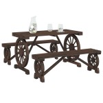 vidaXL Set mobilier de grădină, 3 piese, lemn masiv de brad vidaXL Set mobilier de grădină, 3 piese, lemn masiv de brad