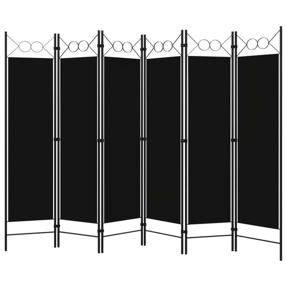 vidaXL Paravan de cameră cu 6 panouri, negru, 240 x 180 cm