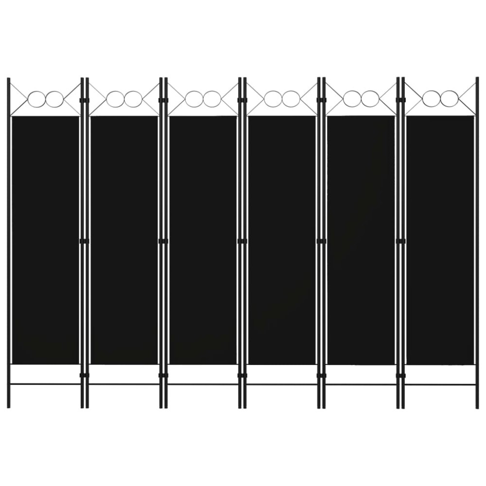 vidaXL Paravan de cameră cu 6 panouri, negru, 240 x 180 cm