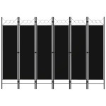 vidaXL Paravan de cameră cu 6 panouri, negru, 240 x 180 cm vidaXL Paravan de cameră cu 6 panouri, negru, 240 x 180 cm