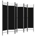 vidaXL Paravan de cameră cu 6 panouri, negru, 240 x 180 cm vidaXL Paravan de cameră cu 6 panouri, negru, 240 x 180 cm
