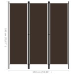 vidaXL Paravan de cameră cu 3 panouri, maro, 150 x 180 cm vidaXL Paravan de cameră cu 3 panouri, maro, 150 x 180 cm