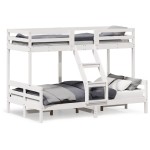 vidaXL Pat supraetajat, 80x200/120x200 cm, alb, lemn masiv de pin vidaXL Pat supraetajat, 80x200/120x200 cm, alb, lemn masiv de pin