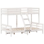 vidaXL Pat supraetajat, 80x200/120x200 cm, alb, lemn masiv de pin vidaXL Pat supraetajat, 80x200/120x200 cm, alb, lemn masiv de pin