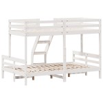 vidaXL Pat supraetajat, 80x200/120x200 cm, alb, lemn masiv de pin vidaXL Pat supraetajat, 80x200/120x200 cm, alb, lemn masiv de pin