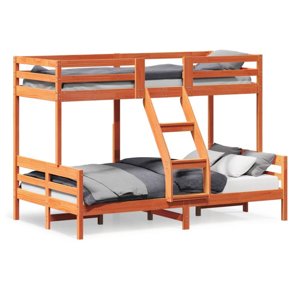vidaXL Pat supraetajat 80x200/120x200 cm maro ceruit lemn masiv de pin