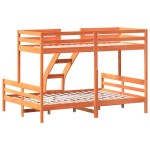vidaXL Pat supraetajat 80x200/140x200 cm maro ceruit lemn masiv de pin