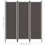 vidaXL Paravan de cameră cu 3 panouri, antracit, 150 x 180 cm vidaXL Paravan de cameră cu 3 panouri, antracit, 150 x 180 cm