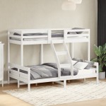 vidaXL Pat supraetajat, 90x200/120x200 cm, alb, lemn masiv de pin vidaXL Pat supraetajat, 90x200/120x200 cm, alb, lemn masiv de pin