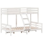 vidaXL Pat supraetajat, 90x200/120x200 cm, alb, lemn masiv de pin vidaXL Pat supraetajat, 90x200/120x200 cm, alb, lemn masiv de pin