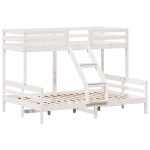 vidaXL Pat supraetajat, 90x200/140x200 cm, alb, lemn masiv de pin vidaXL Pat supraetajat, 90x200/140x200 cm, alb, lemn masiv de pin