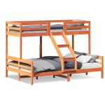 vidaXL Pat supraetajat 90x200/140x200 cm maro ceruit lemn masiv de pin