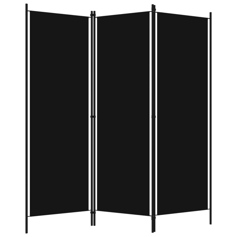 vidaXL Paravan de cameră cu 3 panouri, negru, 150 x 180 cm
