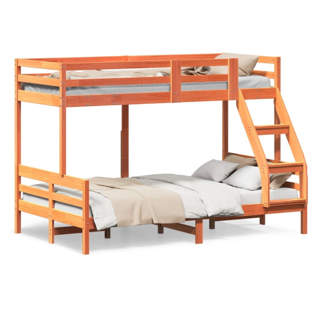 vidaXL Pat supraetajat 80x200/120x200 cm maro ceruit lemn masiv de pin