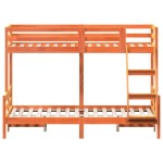 vidaXL Pat supraetajat 80x200/120x200 cm maro ceruit lemn masiv de pin