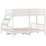 vidaXL Pat supraetajat, 80x200/140x200 cm, alb, lemn masiv de pin