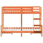 vidaXL Pat supraetajat 80x200/140x200 cm maro ceruit lemn masiv de pin