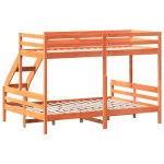 vidaXL Pat supraetajat 80x200/140x200 cm maro ceruit lemn masiv de pin