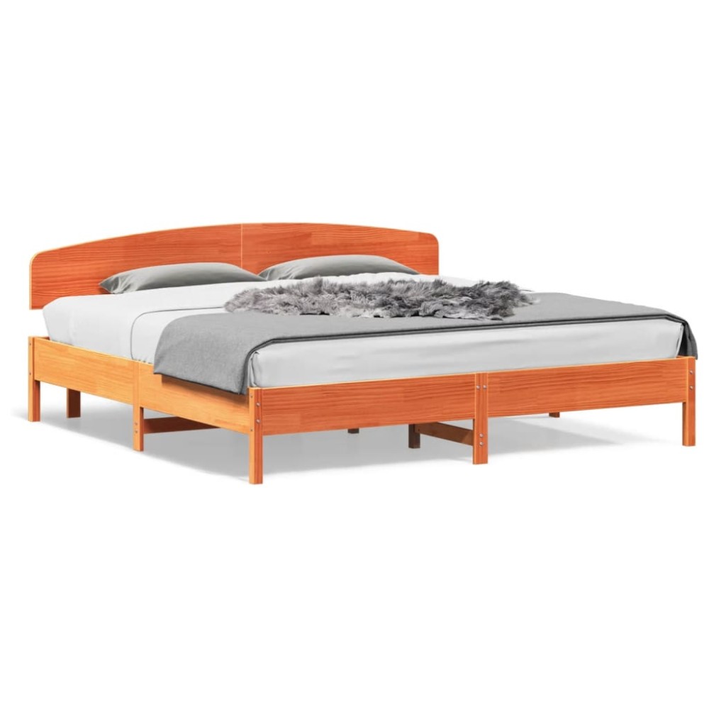 vidaXL Cadru de pat fără saltea, maro ceruit 180x200 cm lemn masiv pin