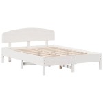vidaXL Cadru de pat fără saltea, alb, 150x200 cm, lemn masiv pin vidaXL Cadru de pat fără saltea, alb, 150x200 cm, lemn masiv pin