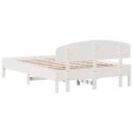 vidaXL Cadru de pat fără saltea, alb, 150x200 cm, lemn masiv pin vidaXL Cadru de pat fără saltea, alb, 150x200 cm, lemn masiv pin