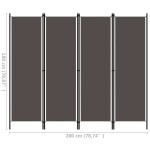 vidaXL Paravan de cameră cu 4 panouri, antracit, 200 x 180 cm vidaXL Paravan de cameră cu 4 panouri, antracit, 200 x 180 cm