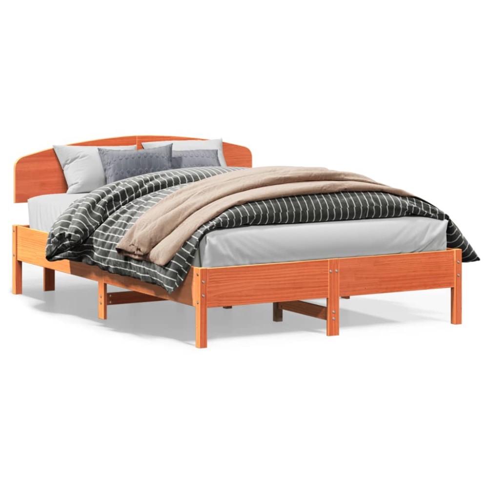 vidaXL Cadru de pat fără saltea, maro ceruit 140x200 cm lemn masiv pin