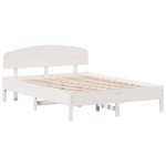 vidaXL Cadru de pat fără saltea, alb, 120x200 cm, lemn masiv pin vidaXL Cadru de pat fără saltea, alb, 120x200 cm, lemn masiv pin