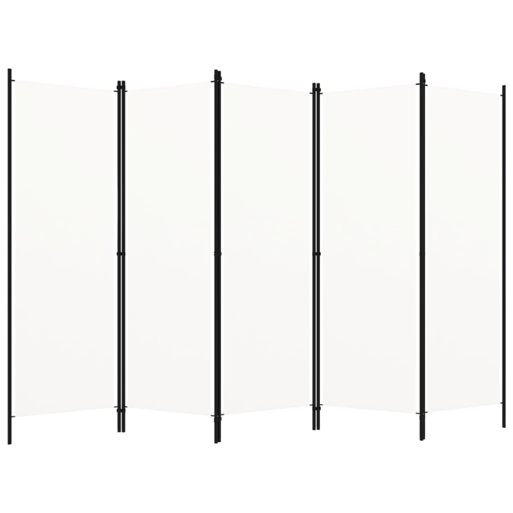 vidaXL Paravan de cameră cu 5 panouri, alb, 250 x 180 cm