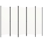 vidaXL Paravan de cameră cu 5 panouri, alb, 250 x 180 cm vidaXL Paravan de cameră cu 5 panouri, alb, 250 x 180 cm