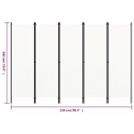 vidaXL Paravan de cameră cu 5 panouri, alb, 250 x 180 cm vidaXL Paravan de cameră cu 5 panouri, alb, 250 x 180 cm