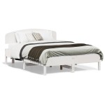 vidaXL Cadru de pat fără saltea, alb, 135x190 cm, lemn masiv de pin