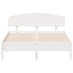 vidaXL Cadru de pat fără saltea, alb, 135x190 cm, lemn masiv de pin