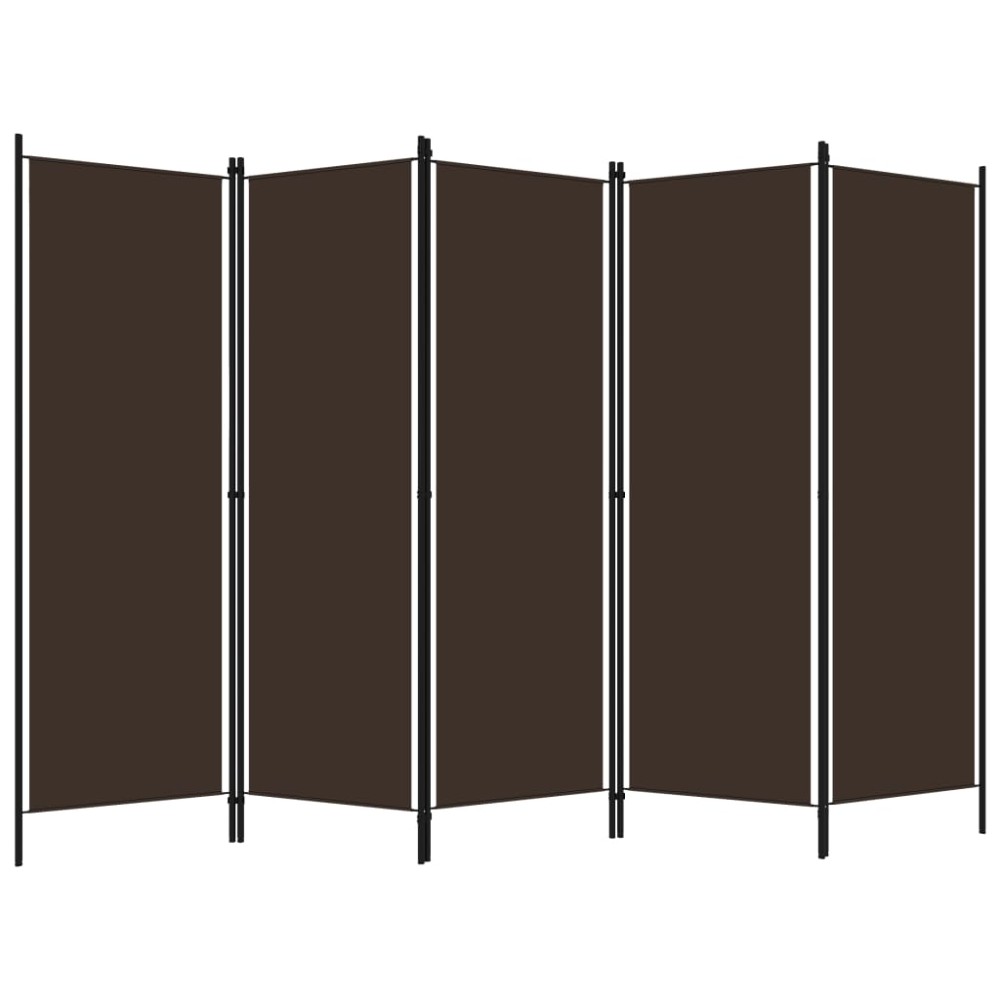 vidaXL Paravan de cameră cu 5 panouri, maro, 250 x 180 cm
