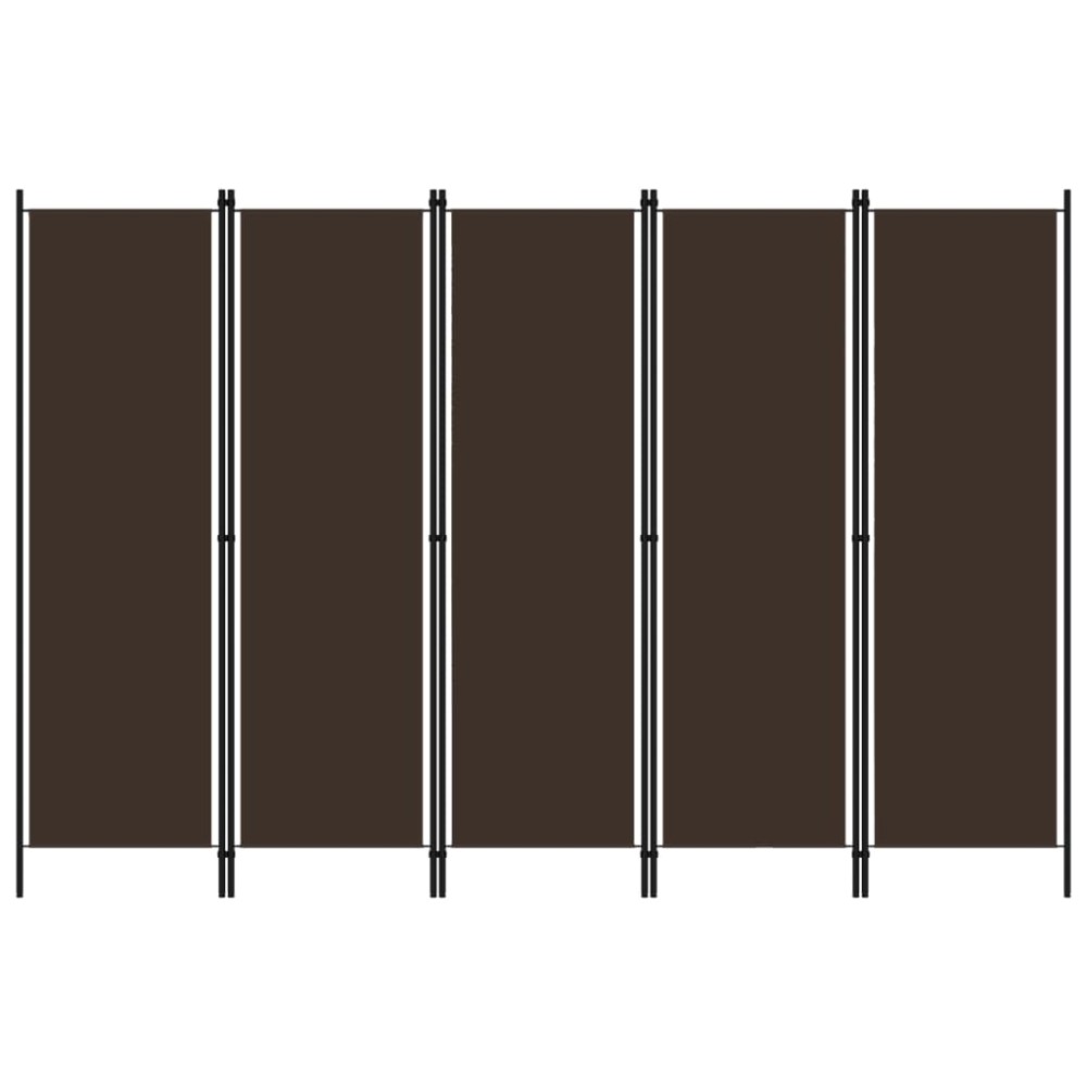 vidaXL Paravan de cameră cu 5 panouri, maro, 250 x 180 cm