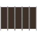 vidaXL Paravan de cameră cu 5 panouri, maro, 250 x 180 cm