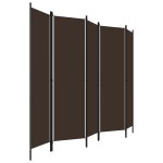 vidaXL Paravan de cameră cu 5 panouri, maro, 250 x 180 cm