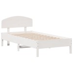 vidaXL Cadru de pat fără saltea, alb, 75x190 cm, lemn masiv de pin