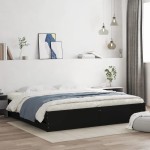 vidaXL Cadru de pat cu sertare negru 200x200 cm lemn prelucrat