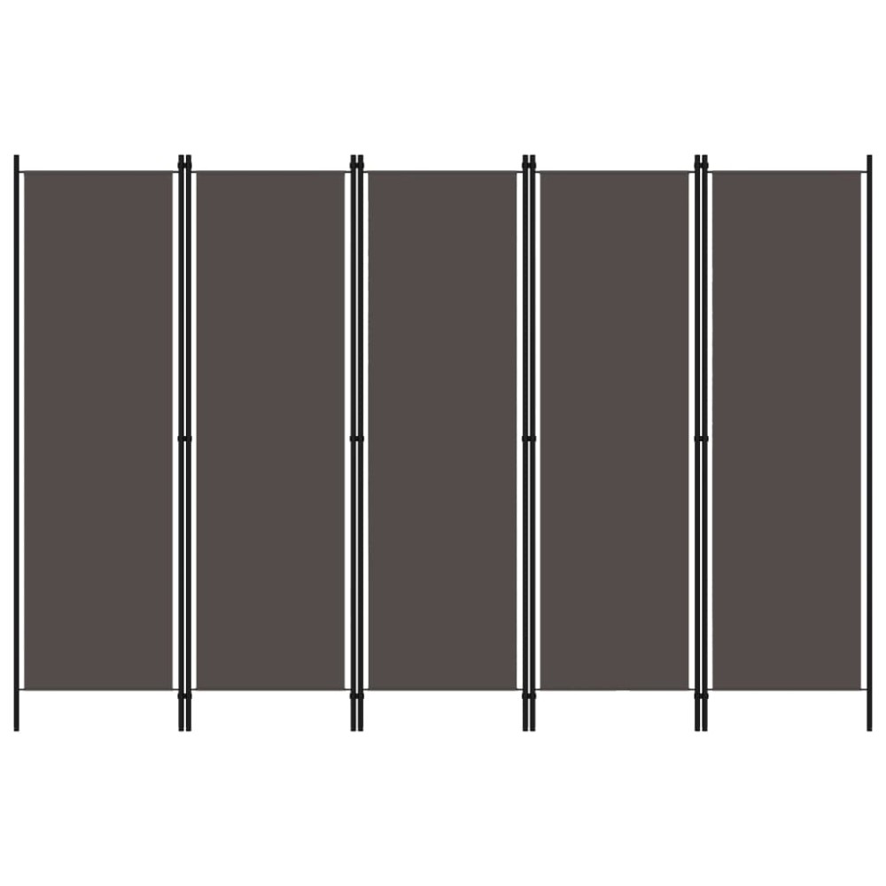 vidaXL Paravan de cameră cu 5 panouri, antracit, 250 x 180 cm