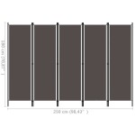 vidaXL Paravan de cameră cu 5 panouri, antracit, 250 x 180 cm vidaXL Paravan de cameră cu 5 panouri, antracit, 250 x 180 cm