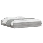 vidaXL Cadru de pat cu sertare gri sonoma 200x200 cm lemn prelucrat
