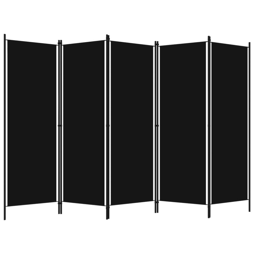 vidaXL Paravan de cameră cu 5 panouri, negru, 250 x 180 cm