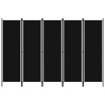 vidaXL Paravan de cameră cu 5 panouri, negru, 250 x 180 cm vidaXL Paravan de cameră cu 5 panouri, negru, 250 x 180 cm