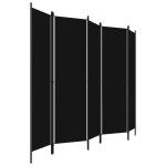 vidaXL Paravan de cameră cu 5 panouri, negru, 250 x 180 cm vidaXL Paravan de cameră cu 5 panouri, negru, 250 x 180 cm